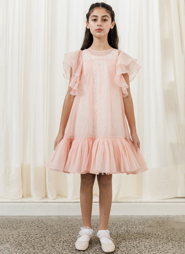 Petite Amalie Organza Overlay Dress with Lace Slip