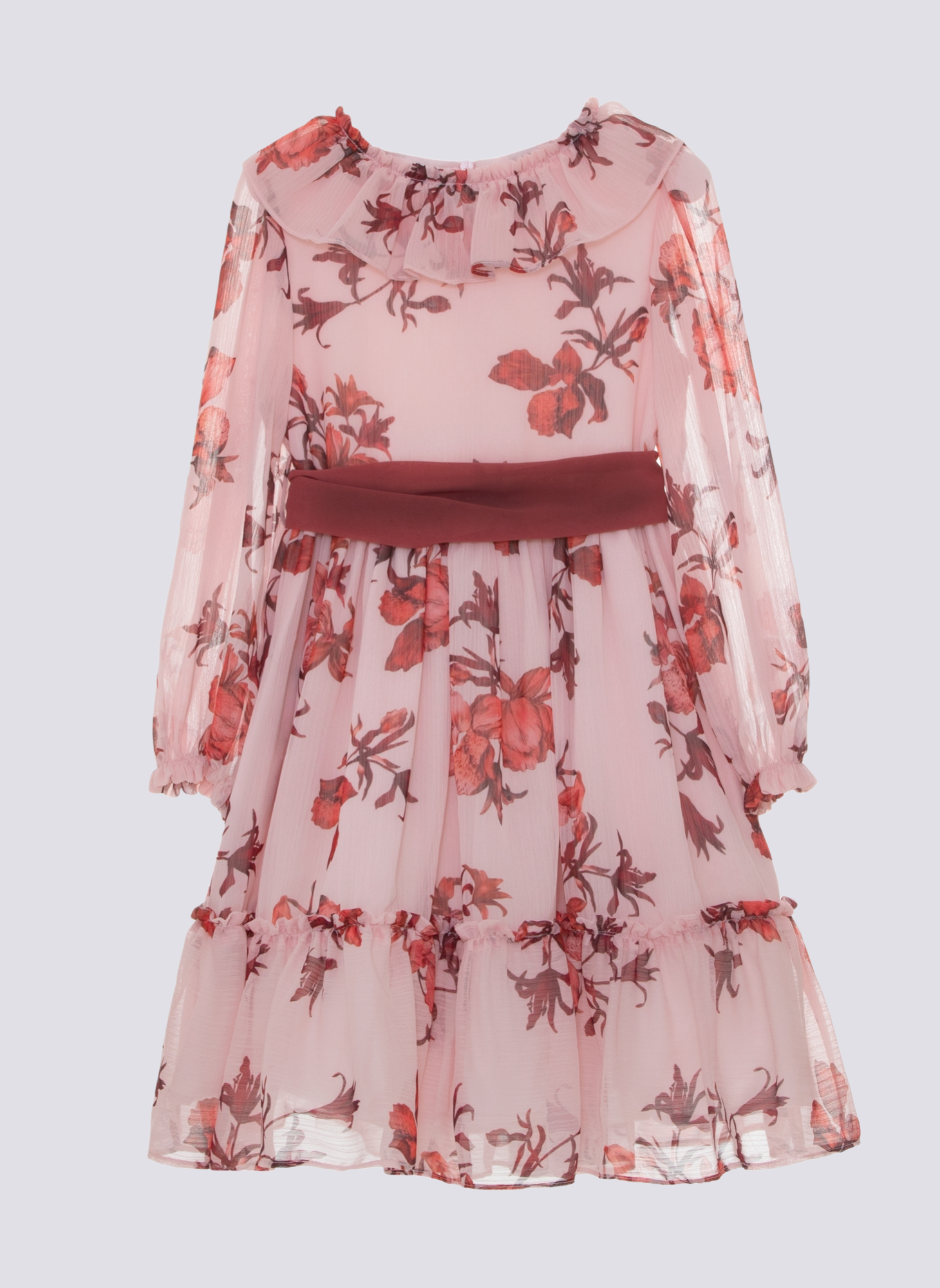 Girls Pink Floral Chiffon Dress Girls Pink Floral Chiffon Dress