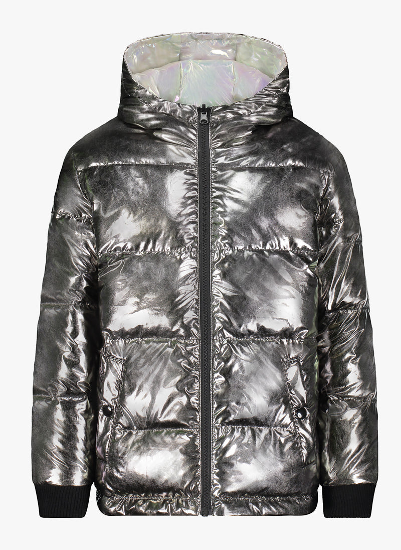Vierra Rose Jusuf Reversible Jacket in Pearl Iridescent/Metallic Grey