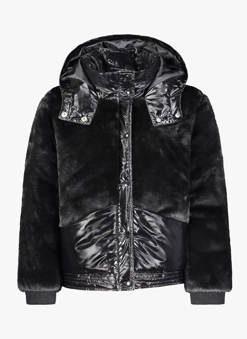 Vierra Rose Cruz Faux Fur Jacket in Black