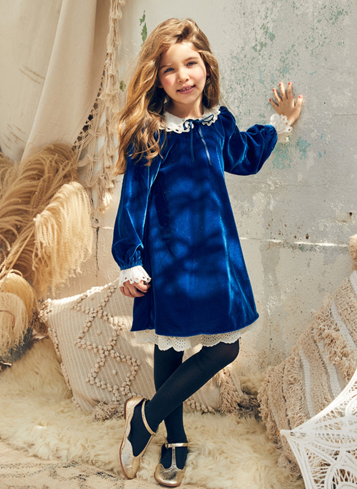 Nellystella Amelia Dress in Blue Velvet 3 / Blue Nellystella Amelia Dress in Blue Velvet 3 / Blue