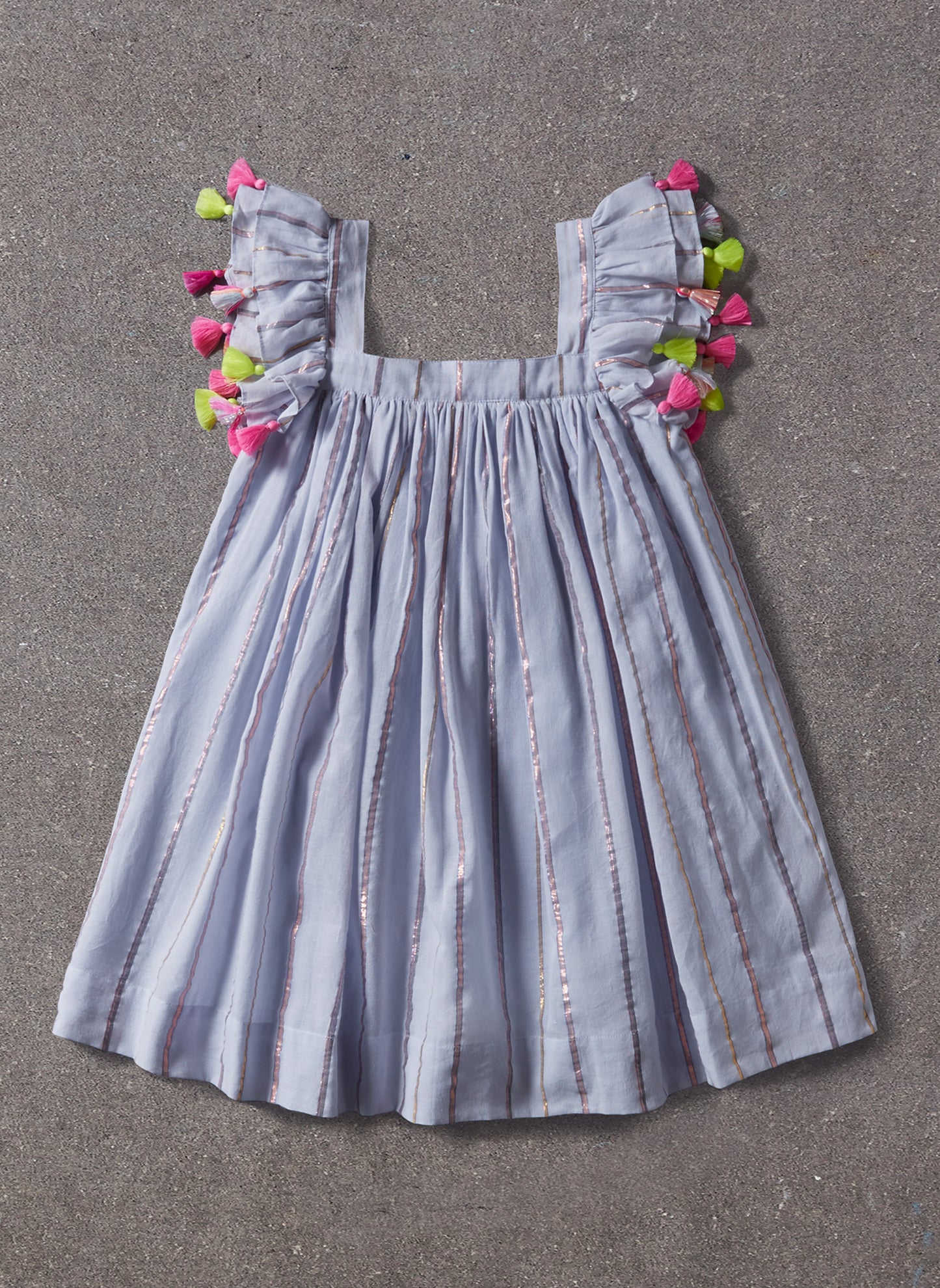 Nellystella Chloe Dress in Blue Lurex Stripe