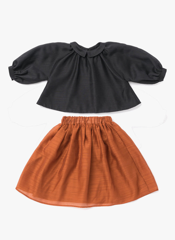 Omami Mini Layered Voile Skirt in Rust