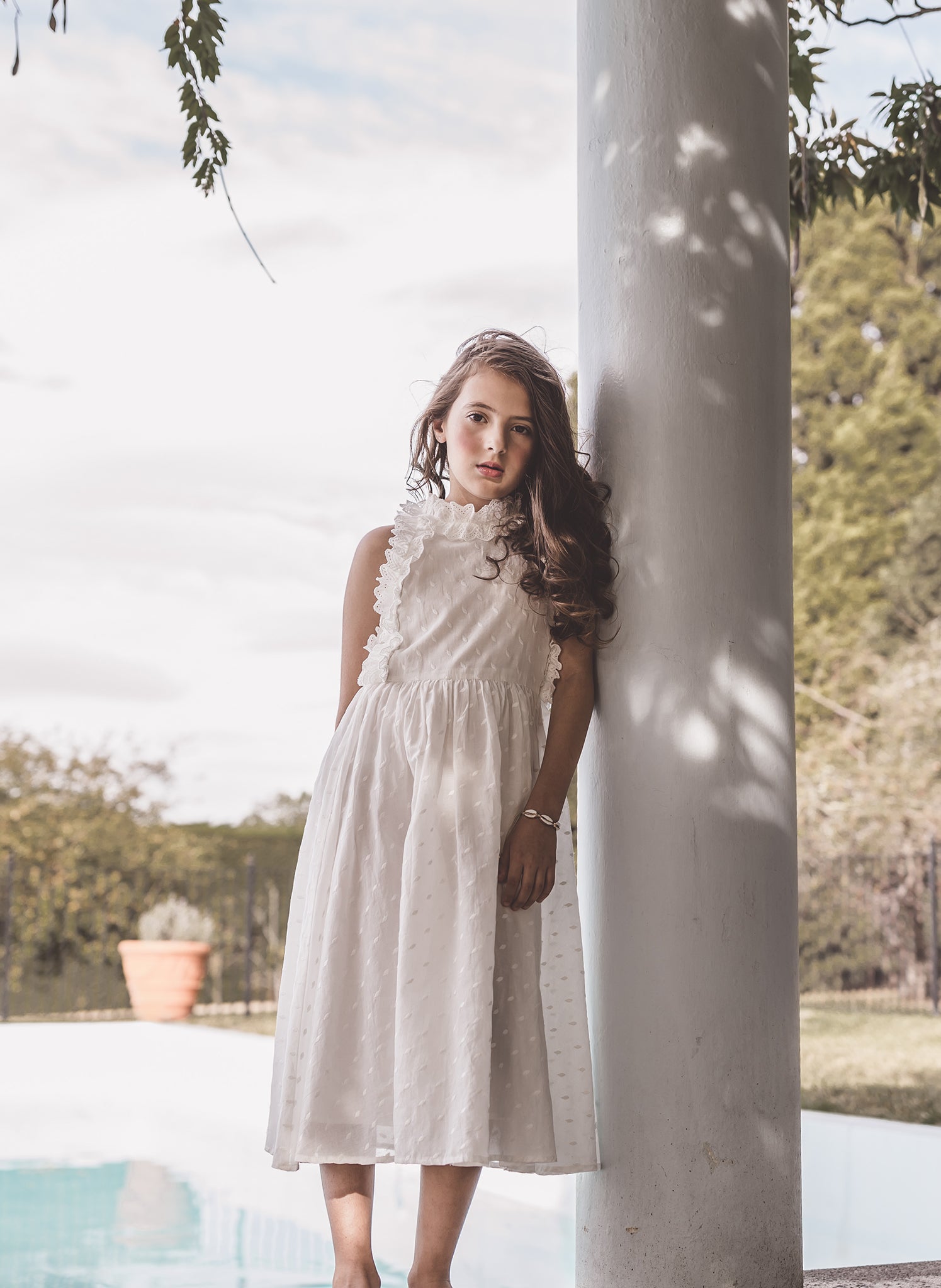Petite Amalie Embroidered Dot Midi Dress in White 4 / White Petite Amalie Embroidered Dot Midi Dress in White 4 / White
