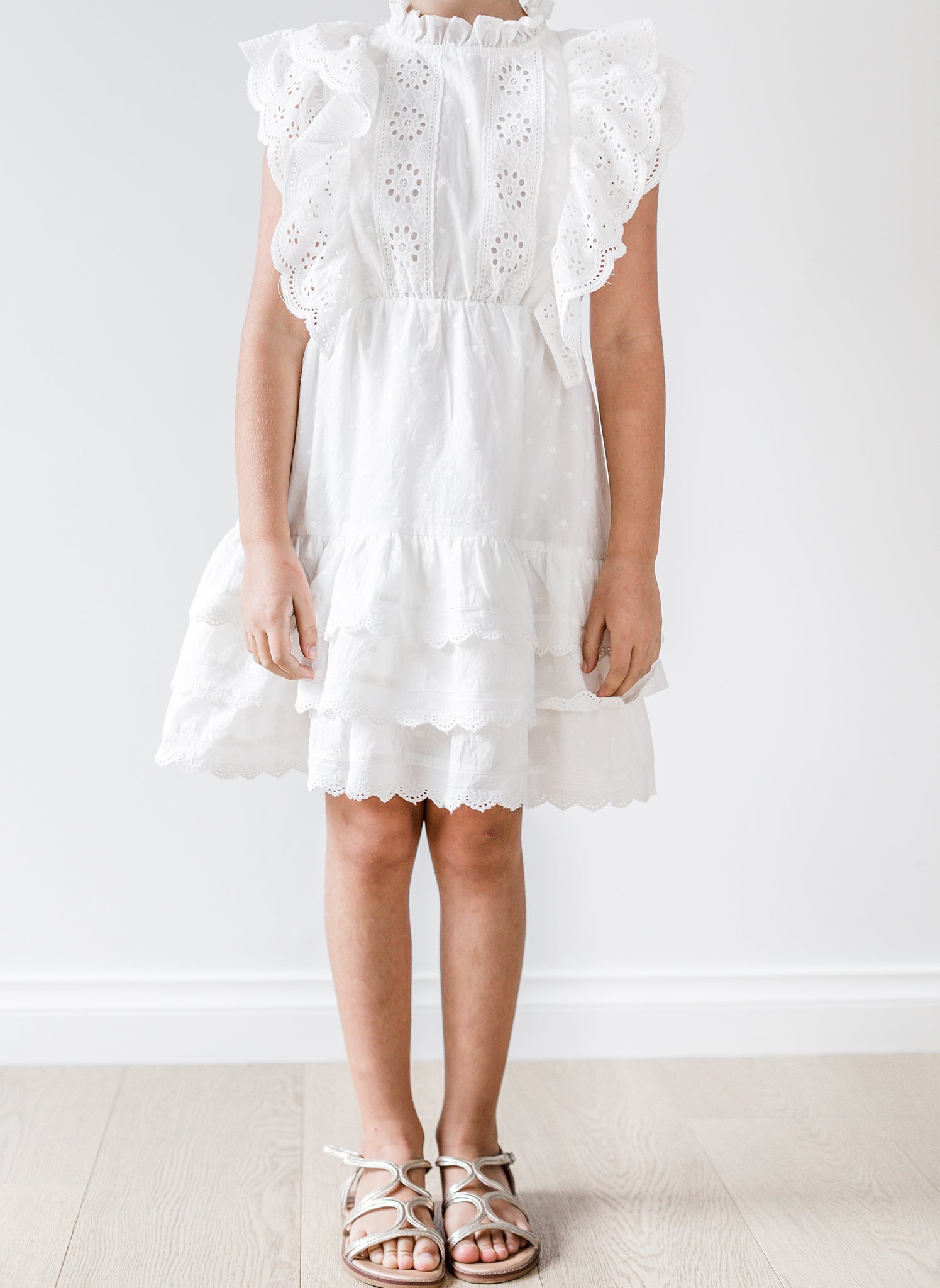 Petite Amalie Embroidered Ruffle Dress in White 6 / White Petite Amalie Embroidered Ruffle Dress in White 6 / White