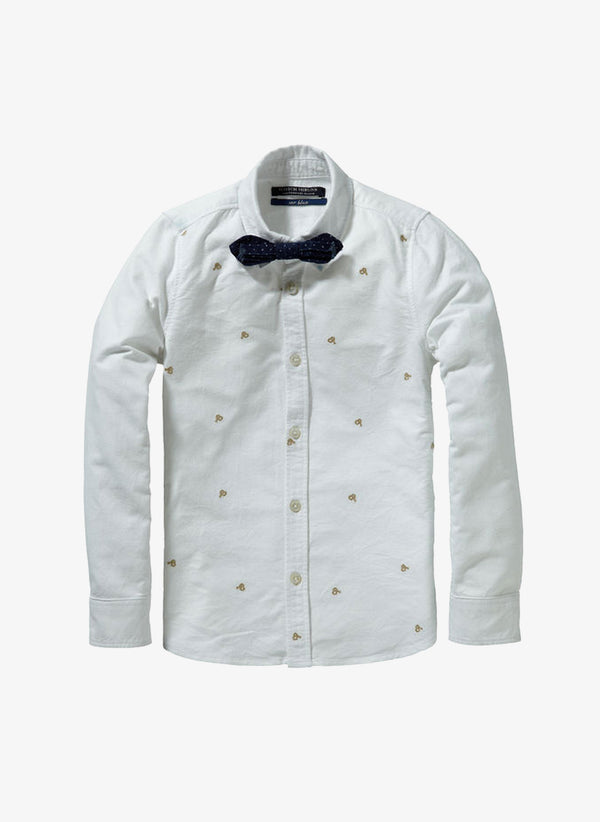 Scotch Shrunk Dress Shirt with Bowtie - White
