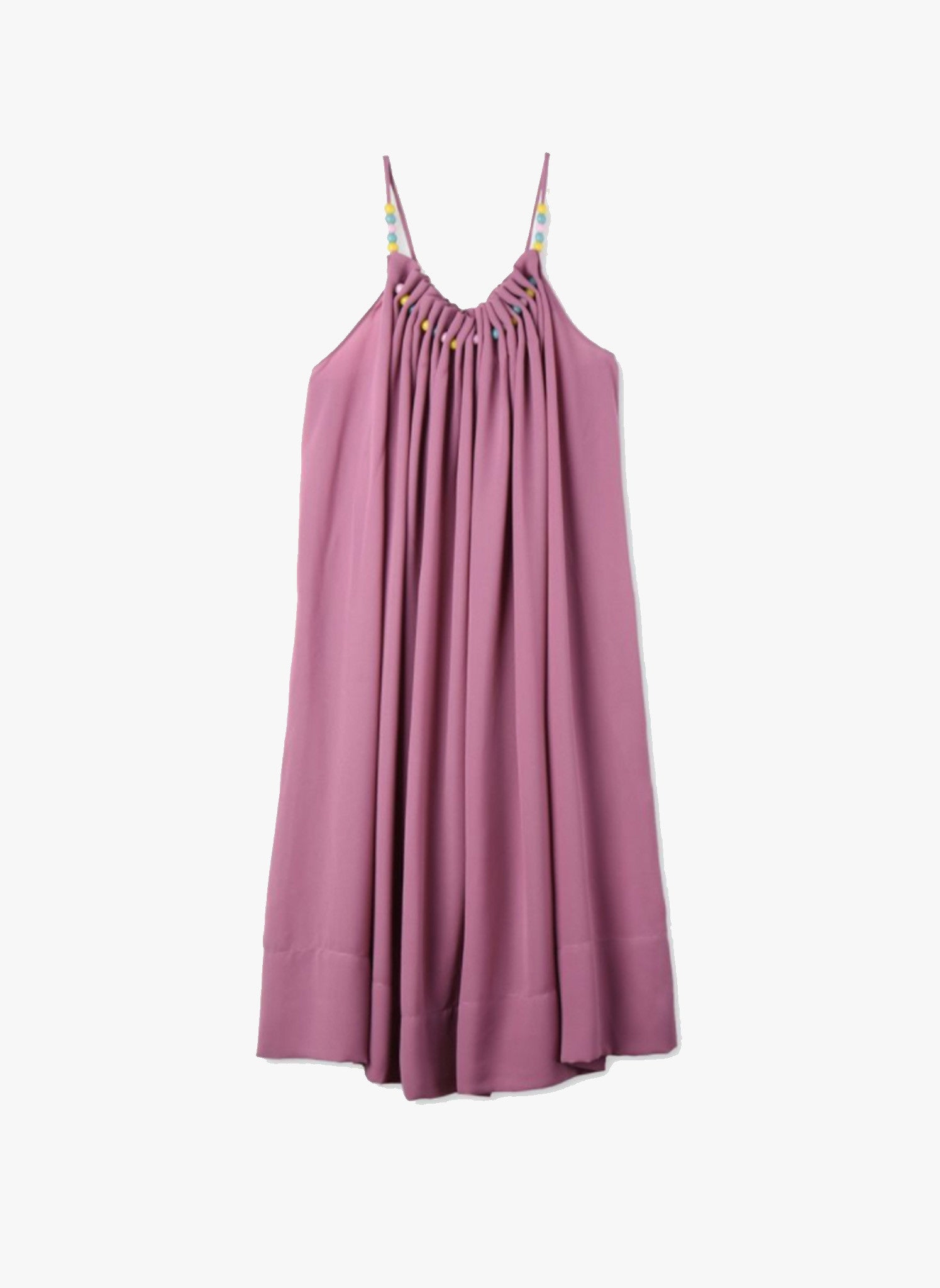 Stella McCartney Kids Hope Girls Flowy Crepe Dress w/ Beads at neck in Hello Alyss Stella McCartney Kids Hope Girls Flowy Crepe Dress w/ Beads at neck in Hello Alyss