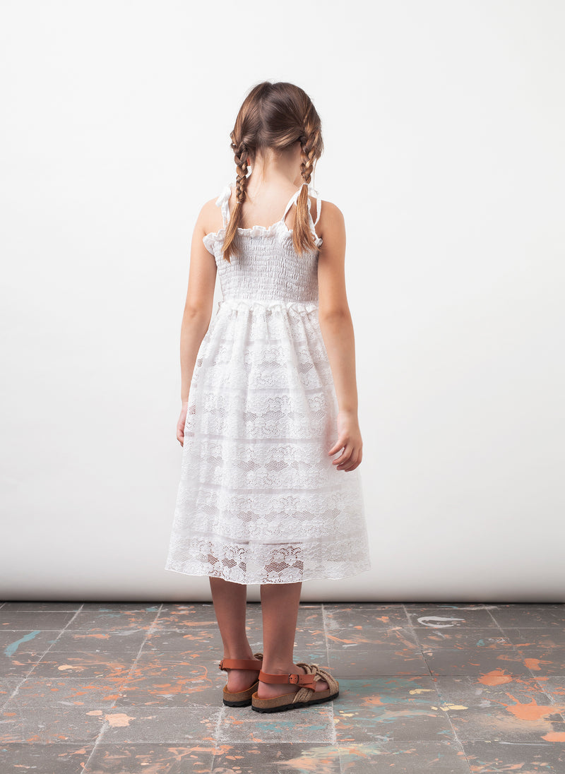 tocoto vintage Lace Midi Girls Dress in Off-White - FINAL SALE