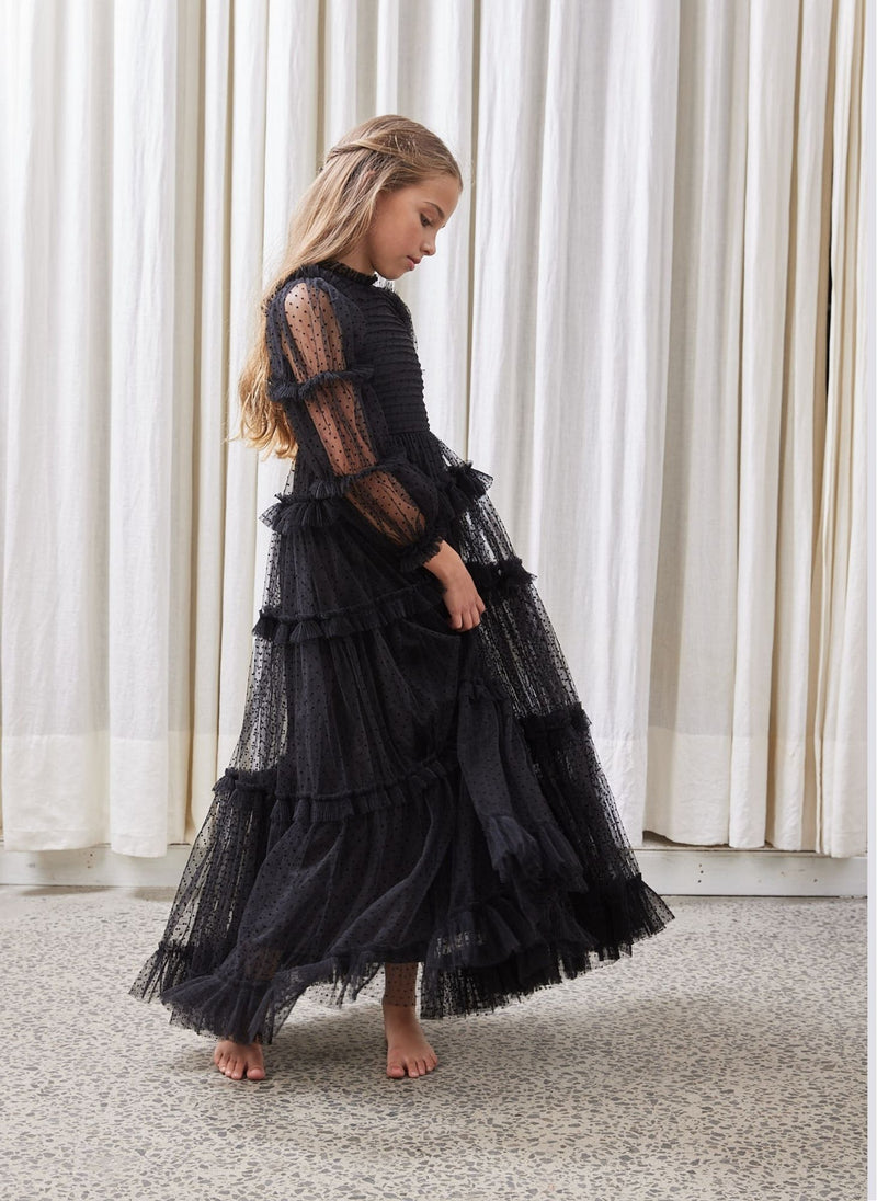 Petite Amalie Tulle Pleated Frill Dress in Black – Hello Alyss