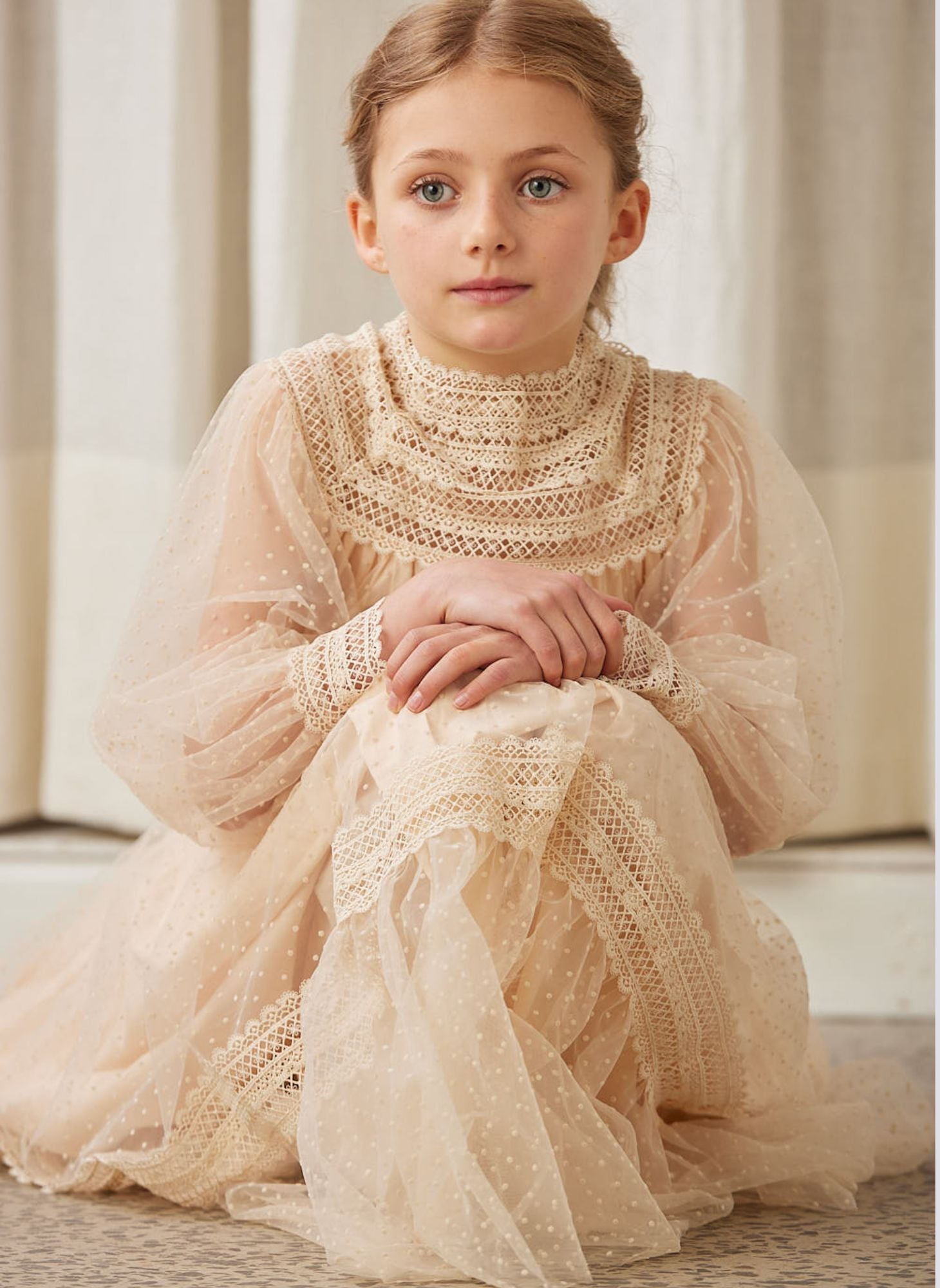 Petite Amalie Tulle Crochet Lace Dress 5 / Cream Petite Amalie Tulle Crochet Lace Dress 5 / Cream