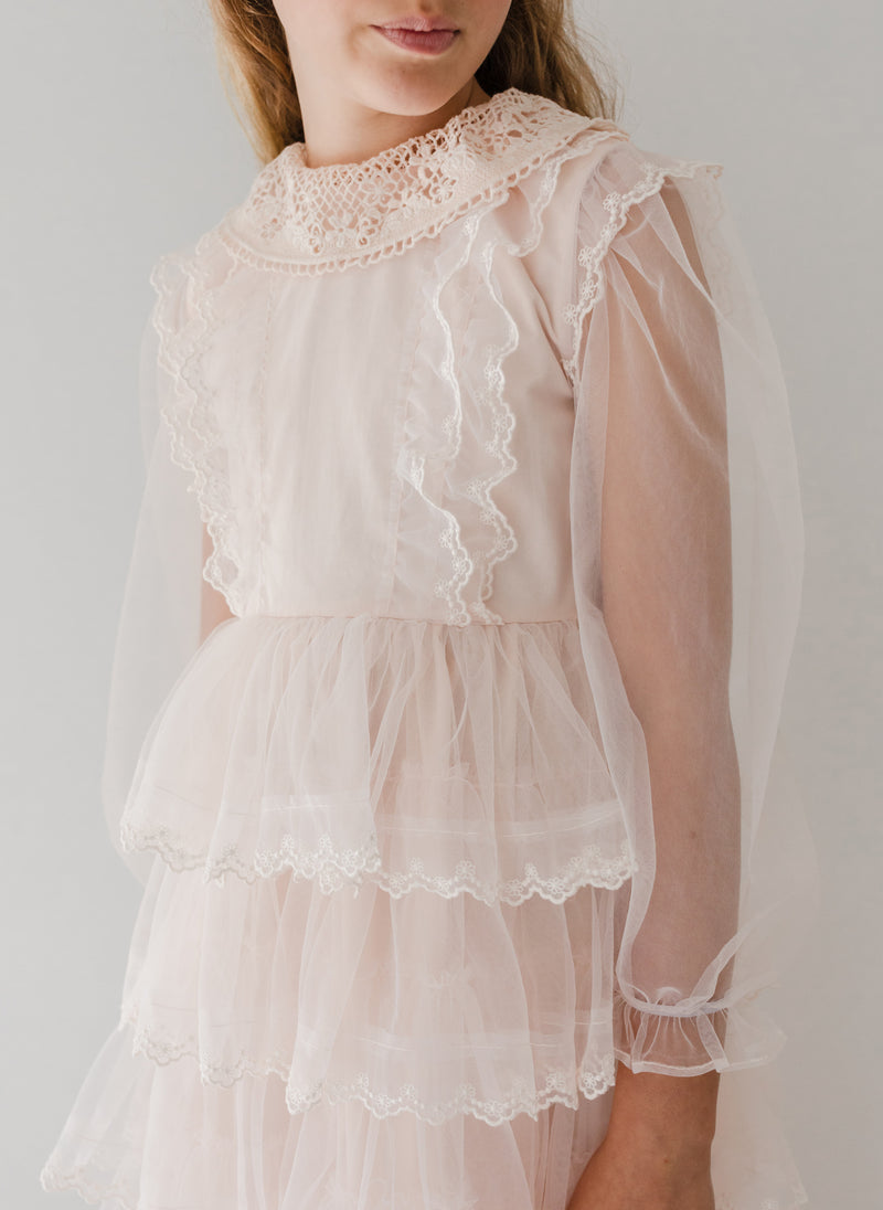 Petite Amalie Crochet Collar Tulle Gown