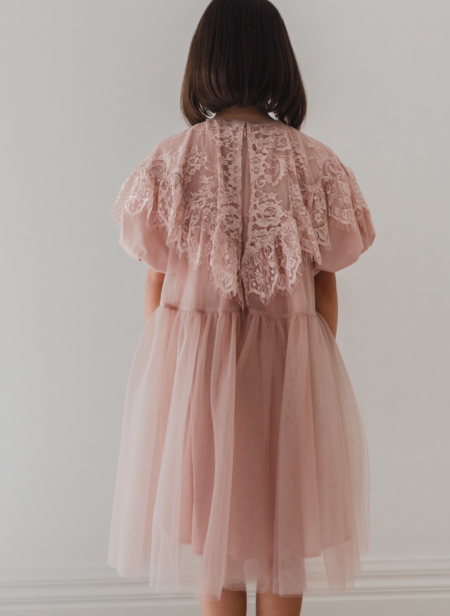Petite Amalie Lace Collar Tulle Baby Doll Dress 12 / Mauve Petite Amalie Lace Collar Tulle Baby Doll Dress 12 / Mauve