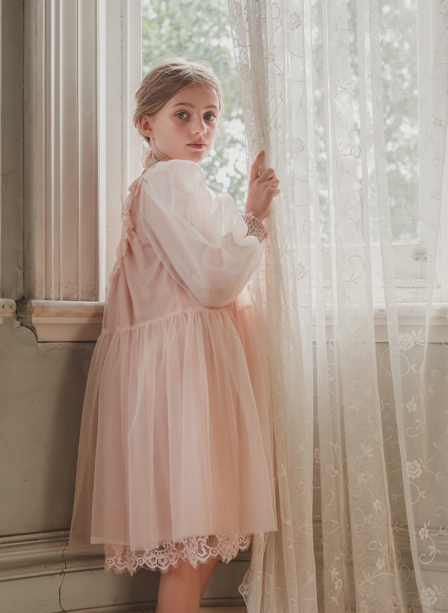 Petite Amalie Blush French Lace Tulle Babydoll Dress 14 Petite Amalie Blush French Lace Tulle Babydoll Dress 14