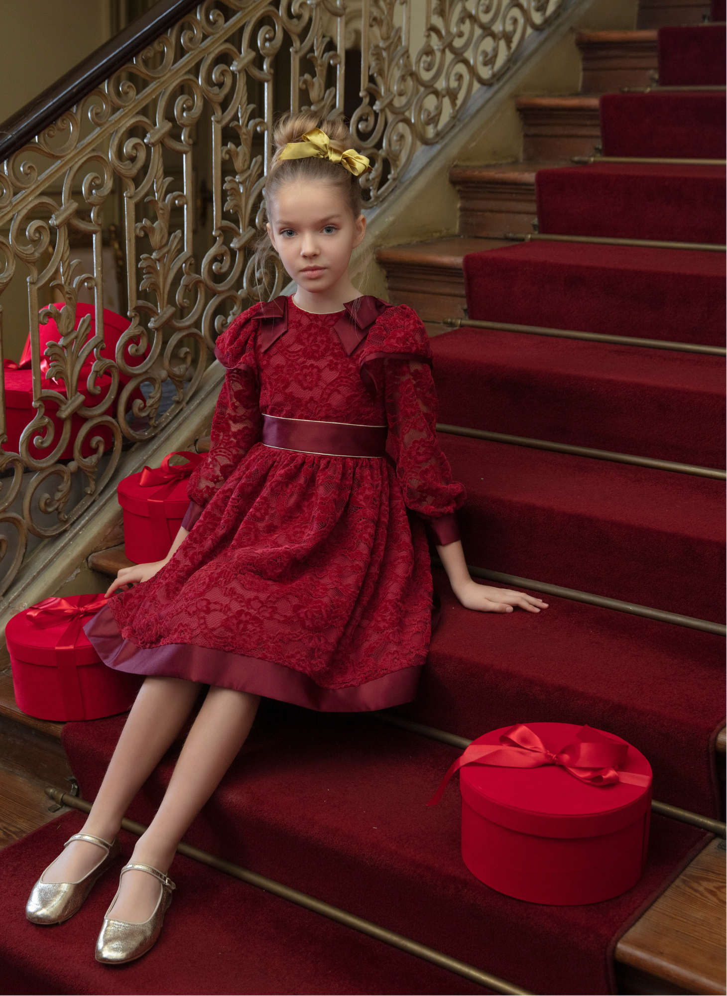 Patachou Girls Lace Long Sleeve Dress 4 Yrs Red Patachou Girls Lace Long Sleeve Dress 4 Yrs Red