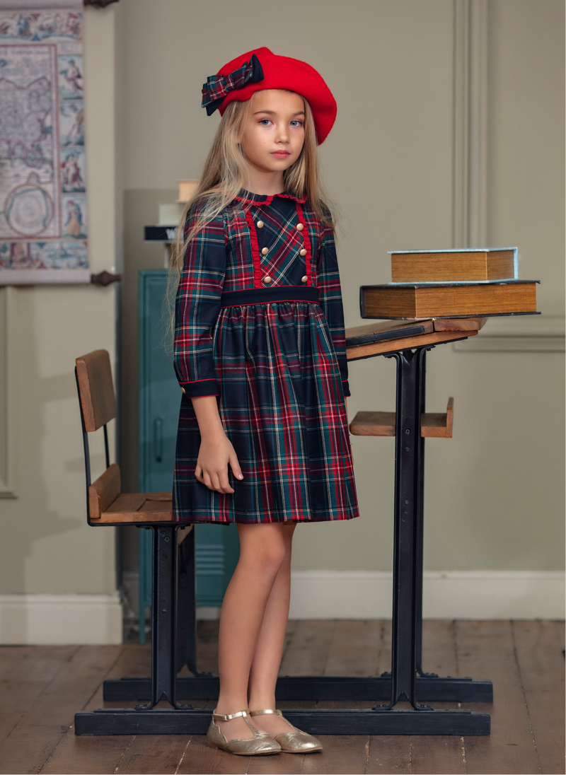 Patachou Navy Tartan Flannel Dress Hello Alyss Designer Children s Fashion Boutique