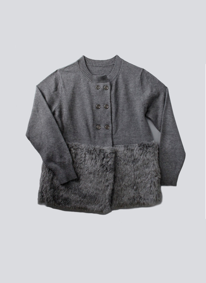 Vierra Rose Camilla Fur Combo Sweater in Grey