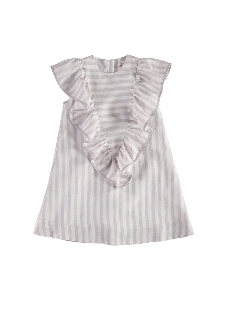 Carbon Soldiers Eagle Dress in Grey/White Stripes