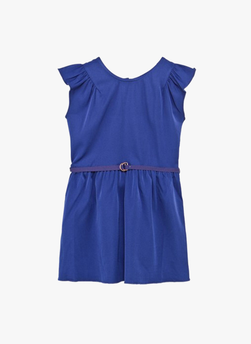 Carrement Beau Girls Dress with Bow on the Back in Navy Blue