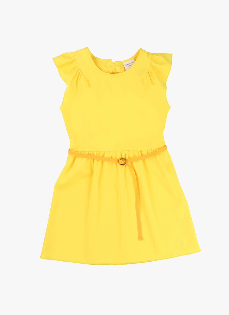 Carrement Beau Girls Dress with Bow on the Back in Yellow