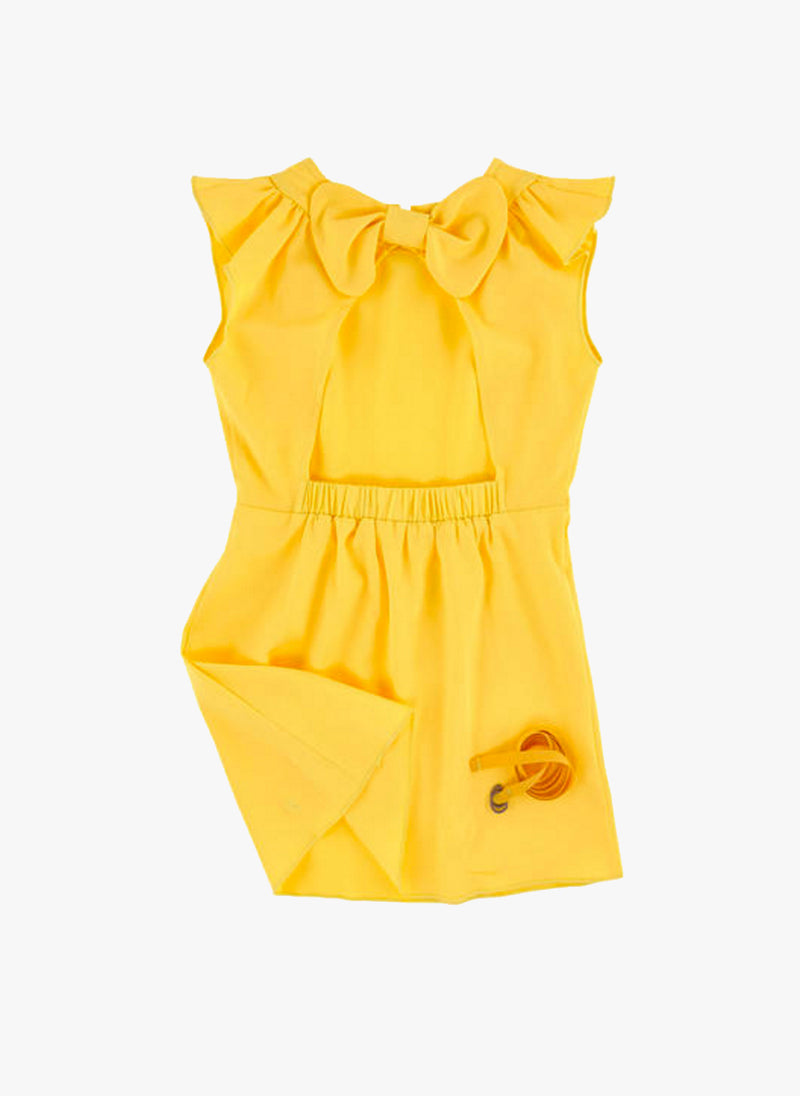 Carrement Beau Girls Dress with Bow on the Back in Yellow