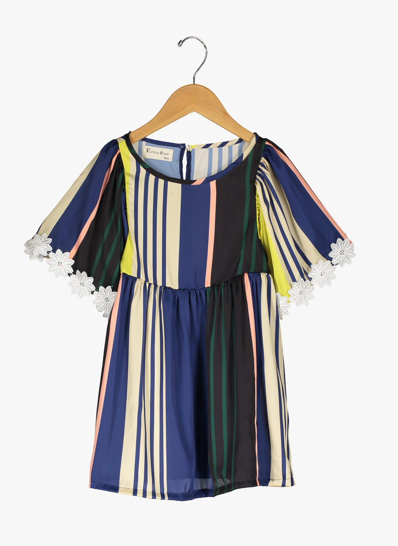 Vierra Rose London Big Sleeve Dress in Multi Stripes