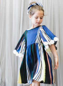 Vierra Rose London Big Sleeve Dress in Multi Stripes