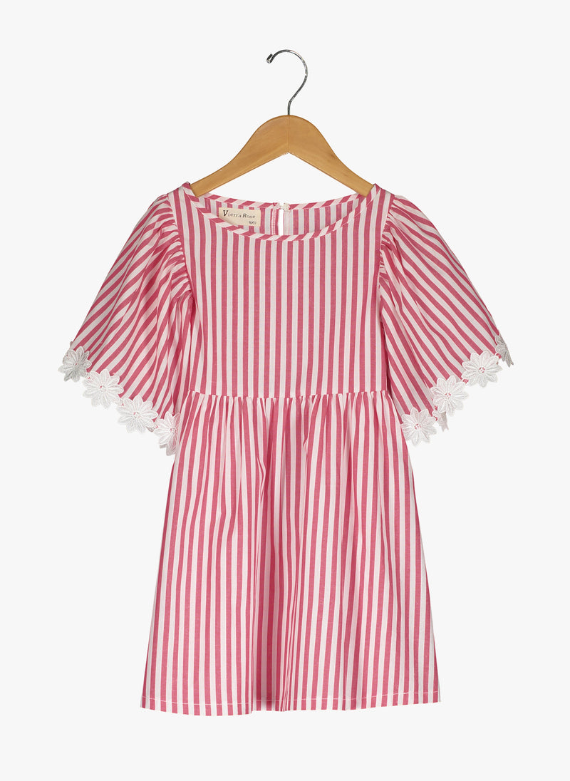 Vierra Rose London Big Sleeve Dress in Red and White Stripes