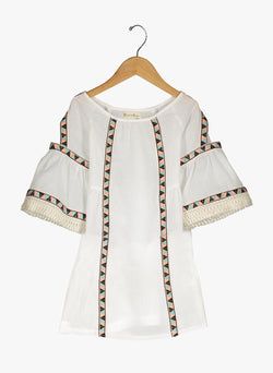 Vierra Rose Lillian Cold Shoulder Trimmed Dress in Ivory