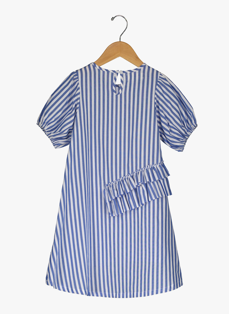 Vierra Rose Freya Pretty Neckline Dress Blue and White Stripes