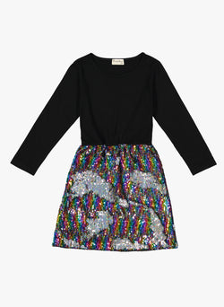 Vierra Rose Dayle Sequin Skirt Dress in Rainbow/Silver Reversible Sequins