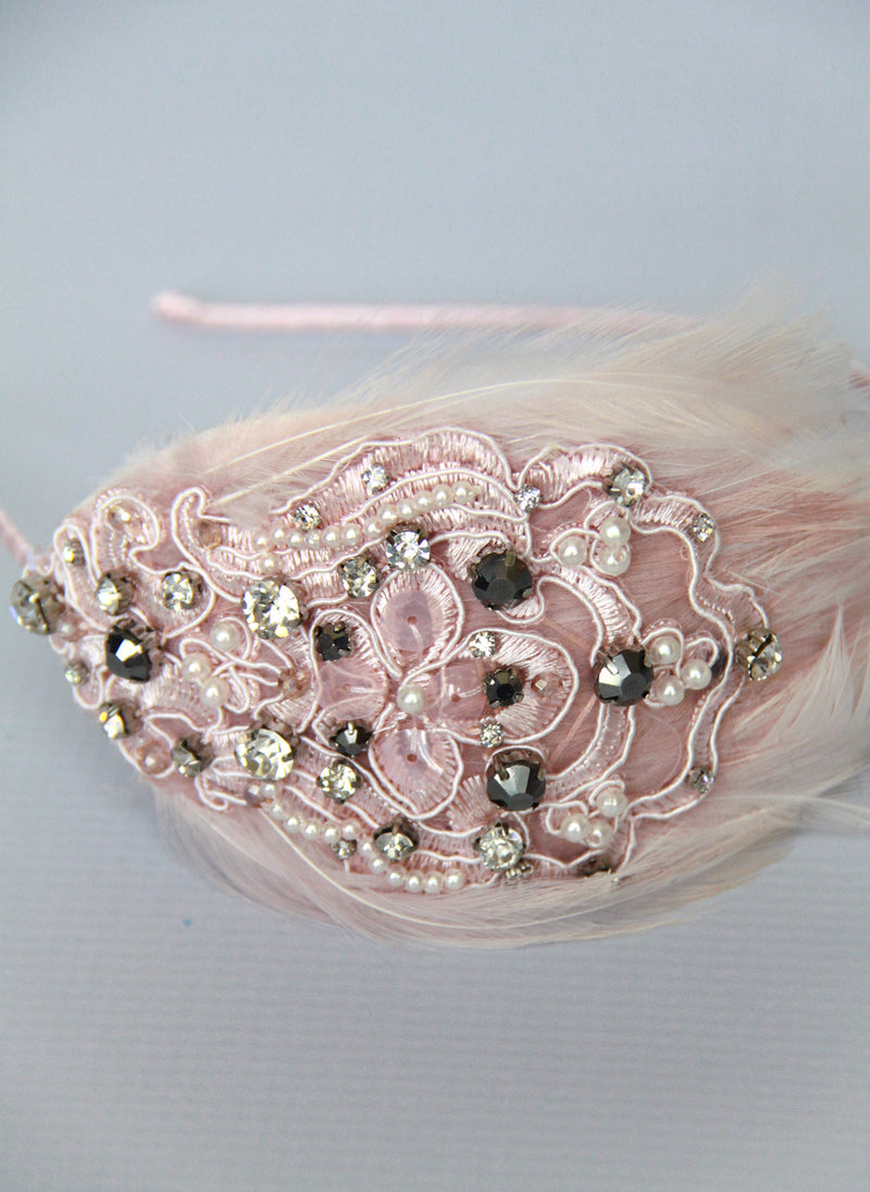 Giovannio Jewel Feather Headband in Vintage Pink- SC4026