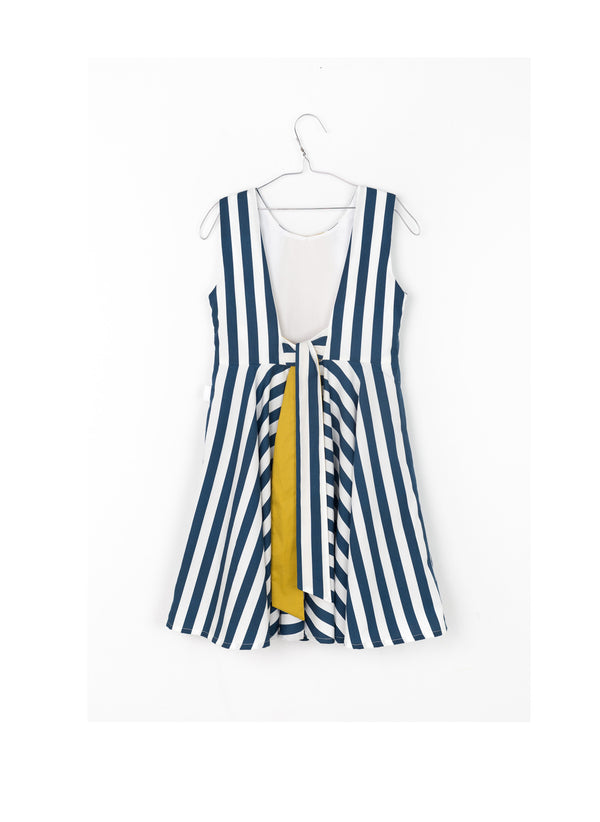 MOTORETA Vega Dress in Blue & White Stripe