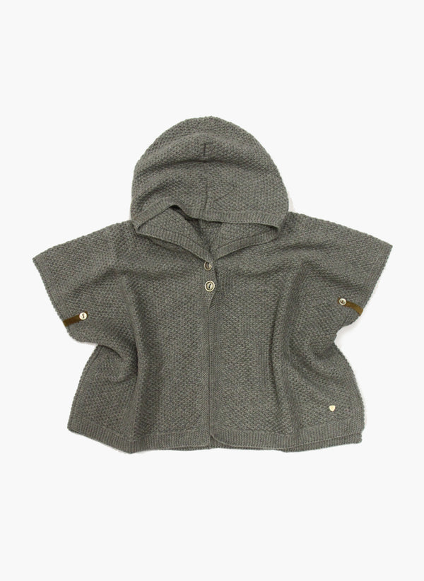 Message in the Bottle Baby Girl Dora Hooded Cape in Cinder Grey