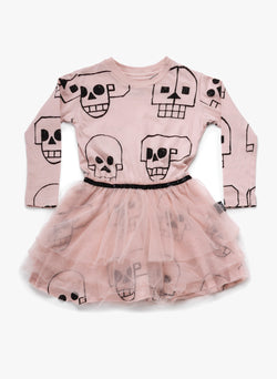 Nununu Skull Robot Tulle Dress in Powder Pink