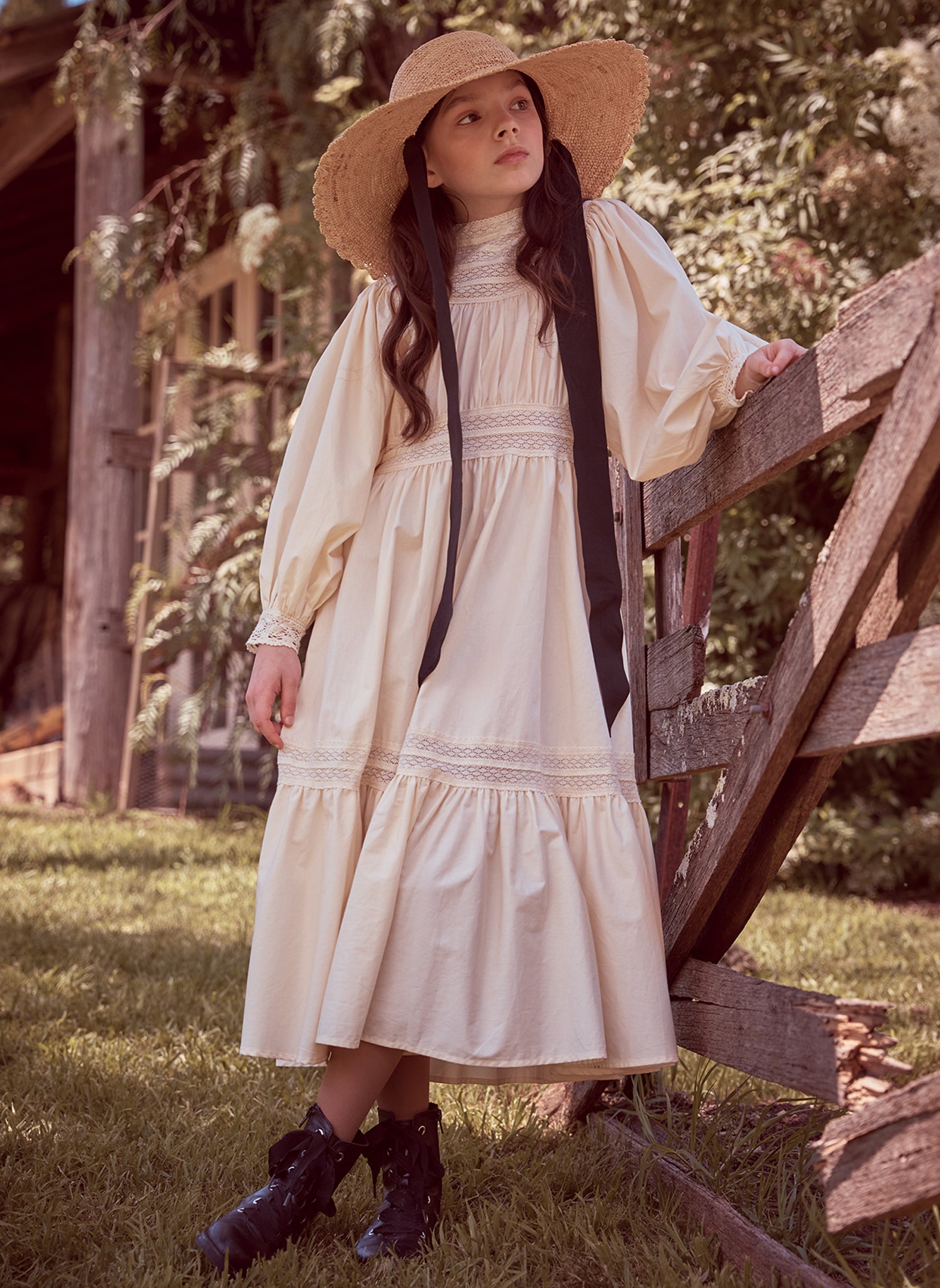 Petite Amalie Lace High Neck Dress 12 / Cream