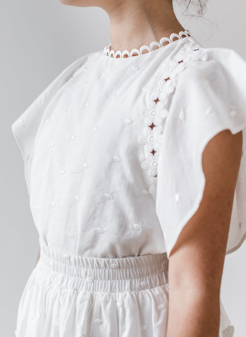 Petite Amalie Daisy Chain Skirt in White