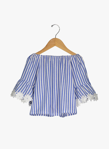 Vierra Rose Ivana Big Sleeve Top in Blue and White Stripe – Hello Alyss ...