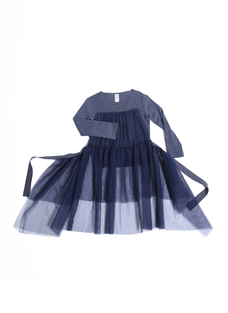 Tia Cibani Classic Tulle Apron T-shirt Dress in Lapis