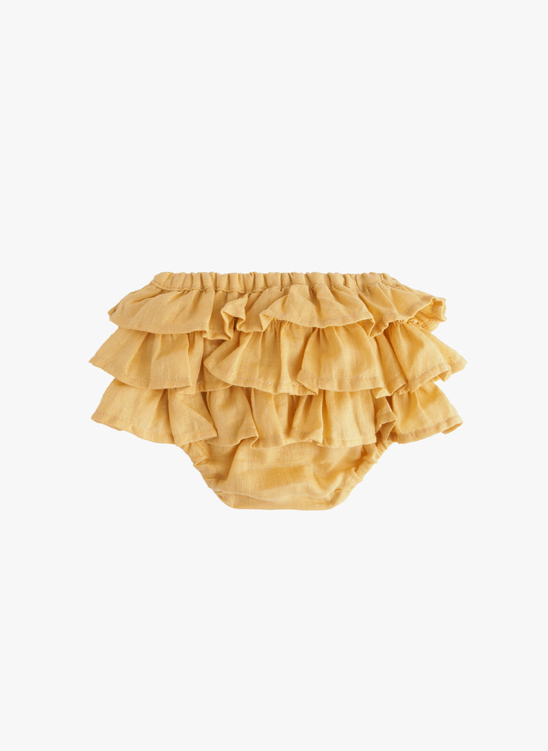 Tocoto Vintage Baby Ruffles Chambray Bloomer in Mustard