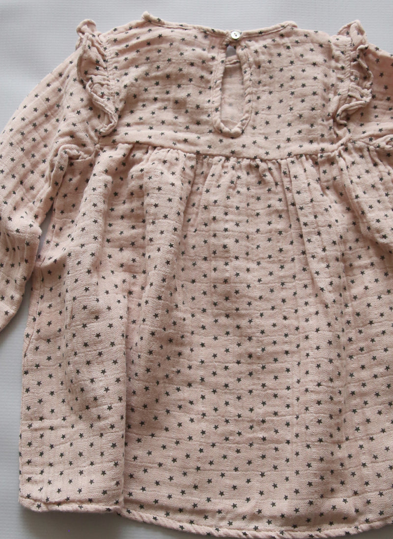 Tocoto Vintage Baby Stars Printed Dress in Pink