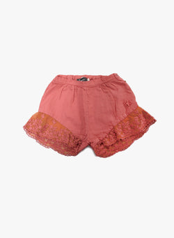 Tocoto Vintage Girls Lace Bottom Shorts in Pink
