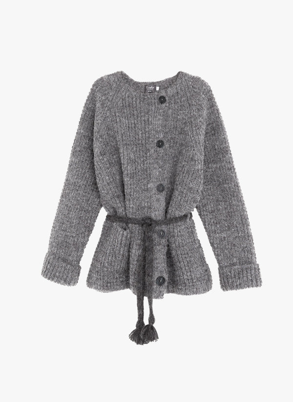 Tocoto Vintage Unisex Kids Knitted Jacket in Dark Grey