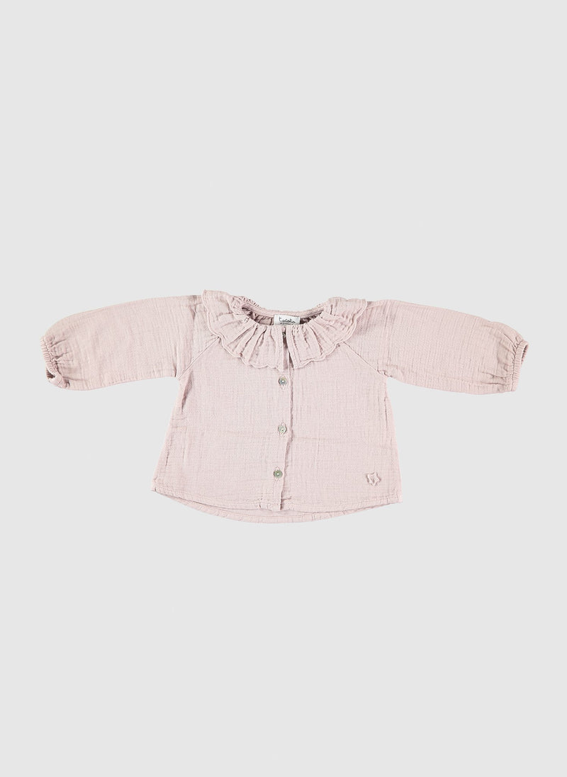 Tocoto Vintage Plain Blouse with Ruffles in Pink