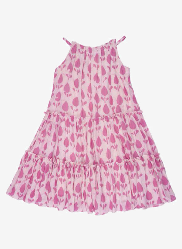 Ujala Tiered Maxi Dress in Pink Batik
