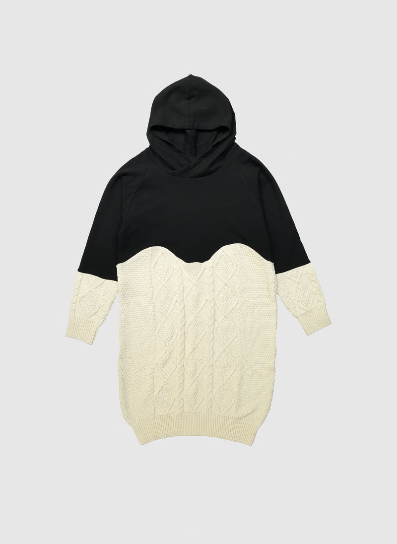 Vierra Rose Celine Sweatshirt Cable Sweater Jumper in Black/Ivory