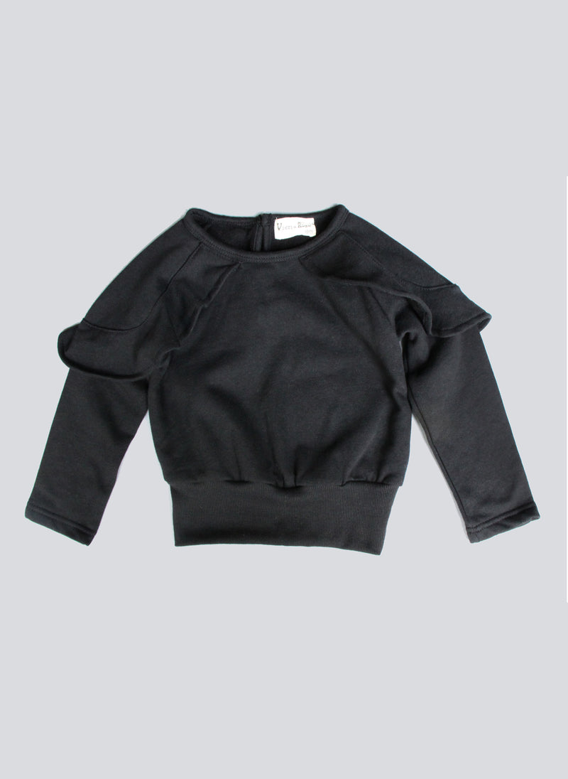 Vierra Rose Cora Ruffle detail Sweatshirt in Black
