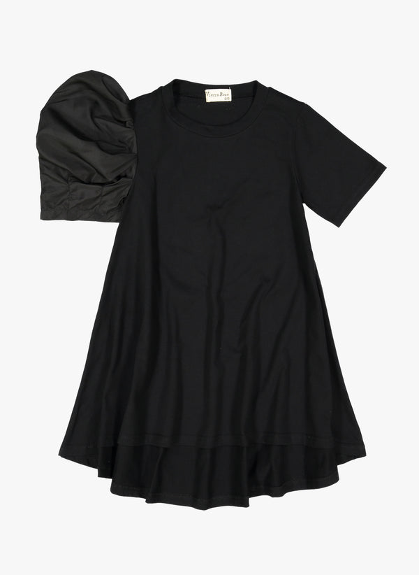 Vierra Rose Aerin One Side Woven Puff Sleeve Dress in Black