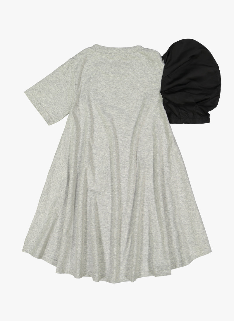 Vierra Rose Aerin One Side Woven Puff Sleeve Dress in Grey