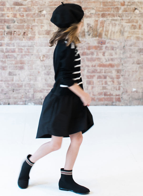 Vierra Rose Dominic Sweater Combo Hi-Low Dress in Black/White