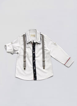 Vierra Rose Hudson Suspender Shirt in Anchor/Cloud